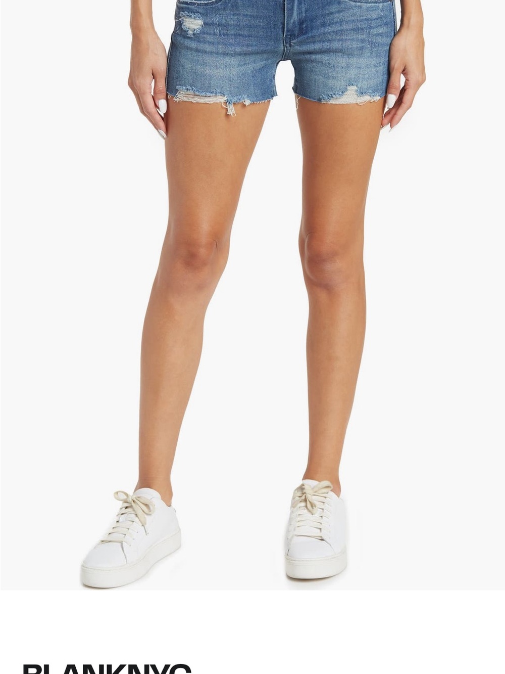 Blank NYC Distressed Blue Denim Jean Shorts
